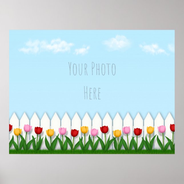 Póster Tulipanes de primavera Personalizado de la cerca d (Frente)