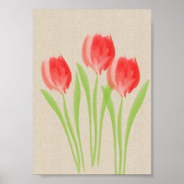 Póster Tulipanes de primavera roja brillante