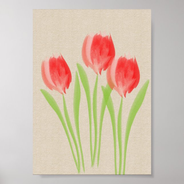 Póster Tulipanes de primavera roja brillante (Frente)