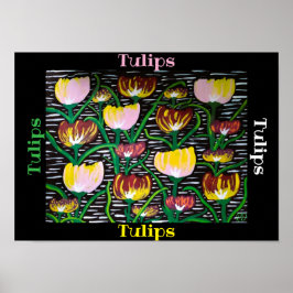 Póster Tulipanes de varios colores abstractos