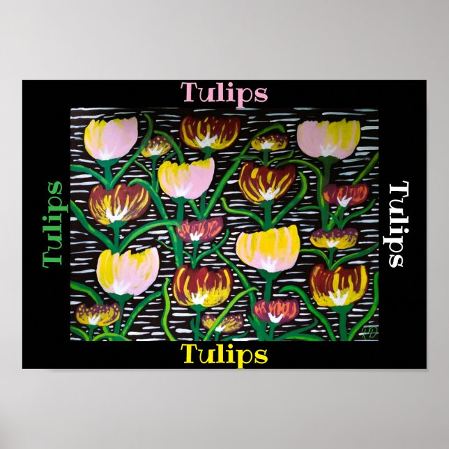 Póster Tulipanes de varios colores abstractos (Frente)