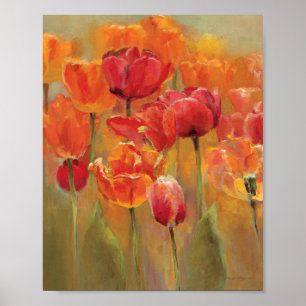 Póster Tulipanes en el medio