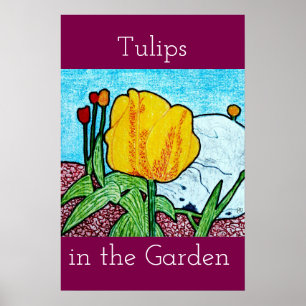 Póster Tulipanes en el Poster del jardín