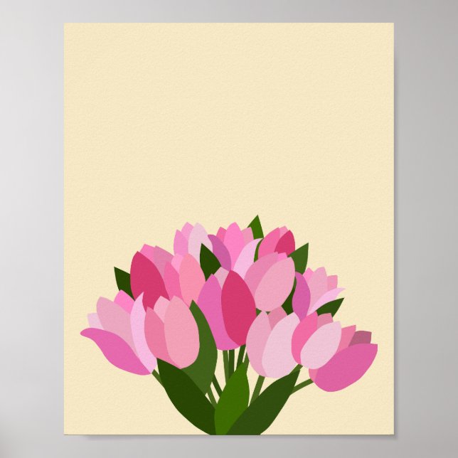 Póster Tulipanes Frescos Pastel Amarillo Y Rosa (Frente)