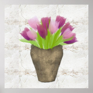 Póster Tulipanes morados de bonito en la Rústica de las A