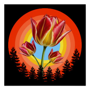 Póster tulipanes naturaleza botánico planta