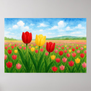Póster Tulipanes originales de estilo europeo y americano