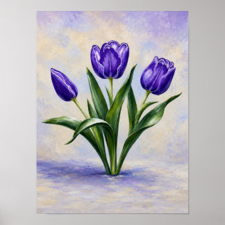 Póster Tulipanes púrpura