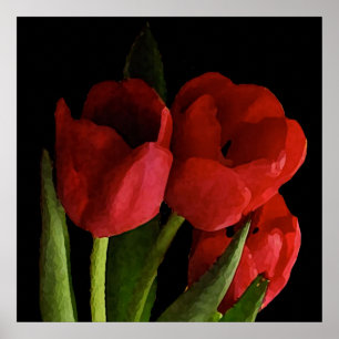 Póster Tulipanes Rojos