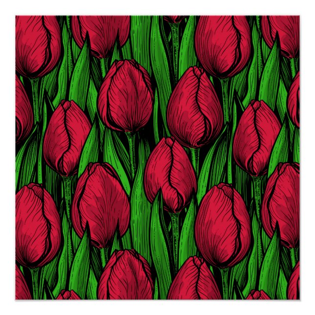 Póster Tulipanes rojos (Anverso)