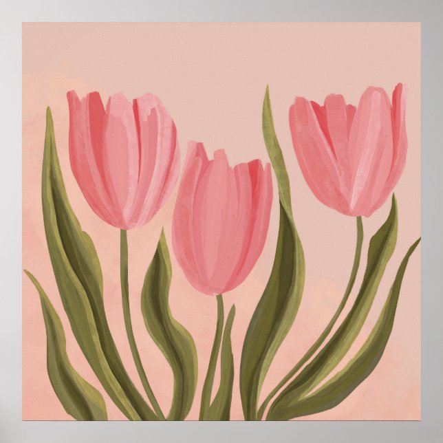 Póster Tulipanes rosados de Bonito pintoresca (Frente)