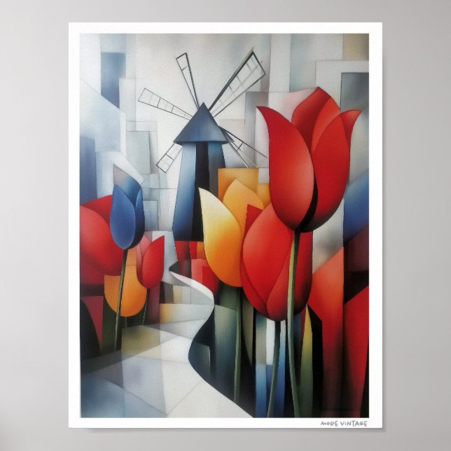 PÓSTER TULIPANES Y MOLINOS DE VIENTO DE HOLANDA (Frente)