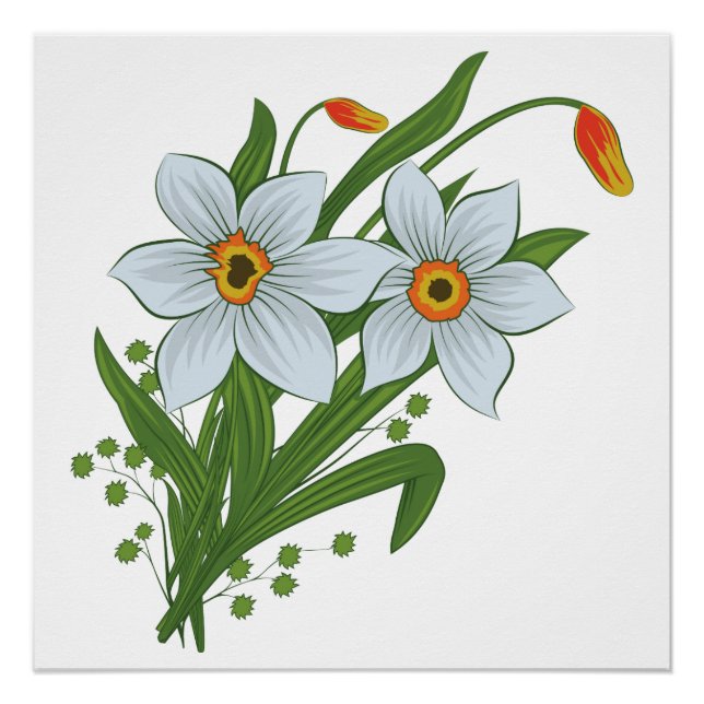 Póster Tulipanes y Narcisos Flores (Anverso)