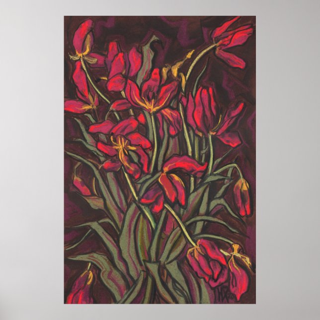 Póster Tullidos Moribundos Flores Rojas Declaración Pintu (Frente)