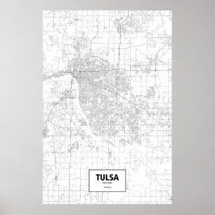 Póster Tulsa, Oklahoma (negro sobre blanco)