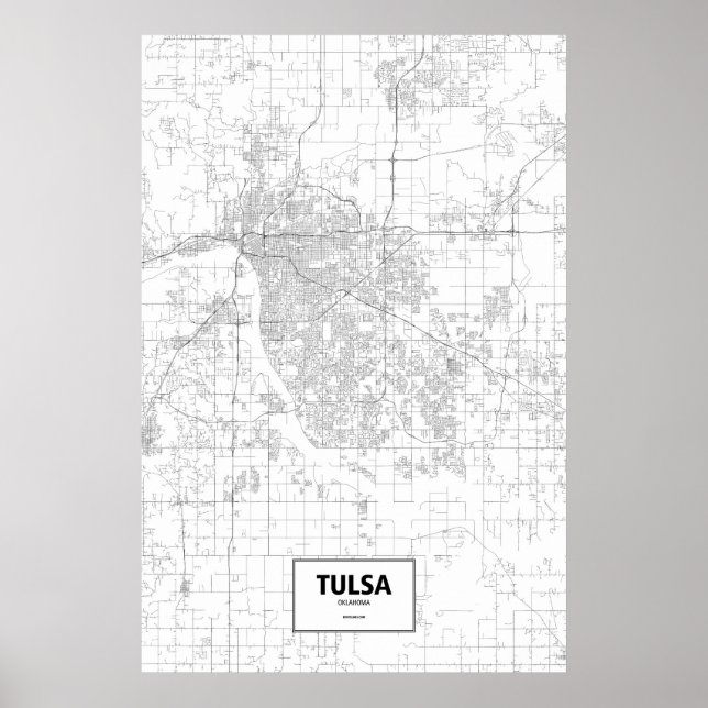 Póster Tulsa, Oklahoma (negro sobre blanco) (Frente)