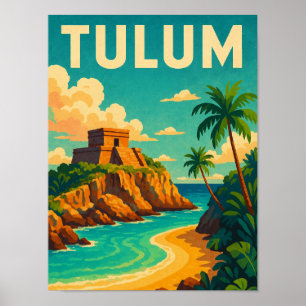 Póster Tulum Mexico Vintage Travel Art
