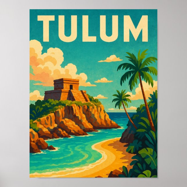 Póster Tulum Mexico Vintage Travel Art (Frente)