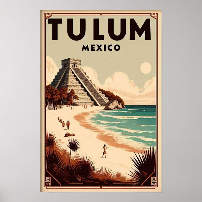 Póster Tulum Mexico Vintage Travel Poster (Frente)