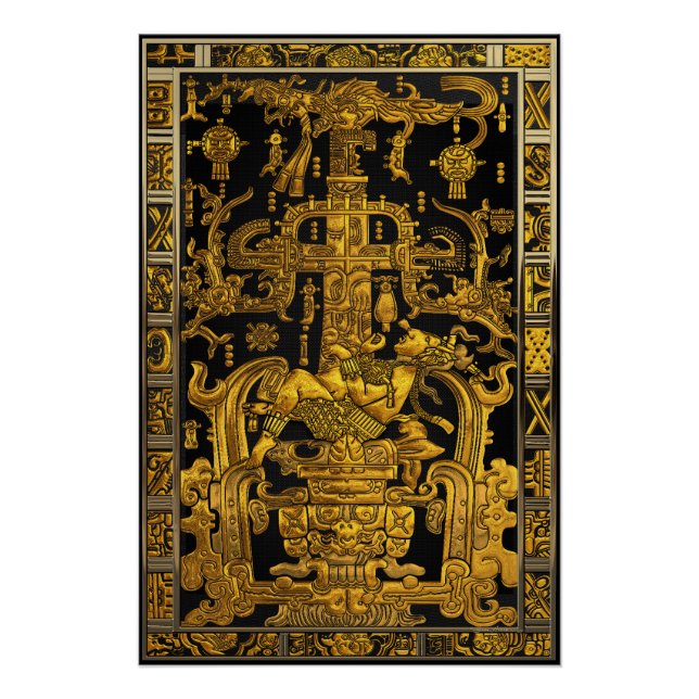 Póster Tumba de Pakal - Astronauta Palenque de oro (Anverso)