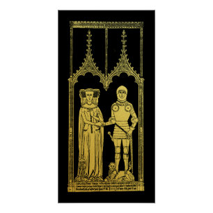 Póster Tumba medieval Brass Rubbing Knight, Lady and Chil