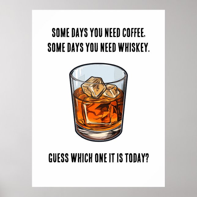 Póster ¿Tumbler de Whiskey divertido - Café o Whiskey? (Frente)
