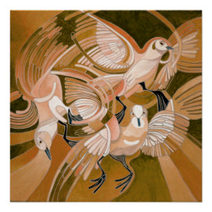 Póster Tumbler Pigeons En Sepia Resumen De Arte