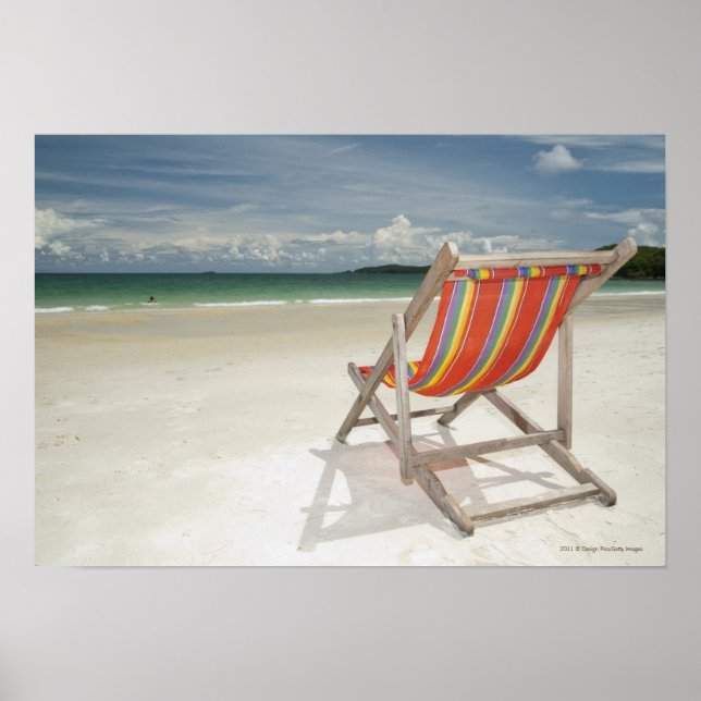 Póster Tumbona Sobre La Arena Blanca De La Playa De Samui (Frente)