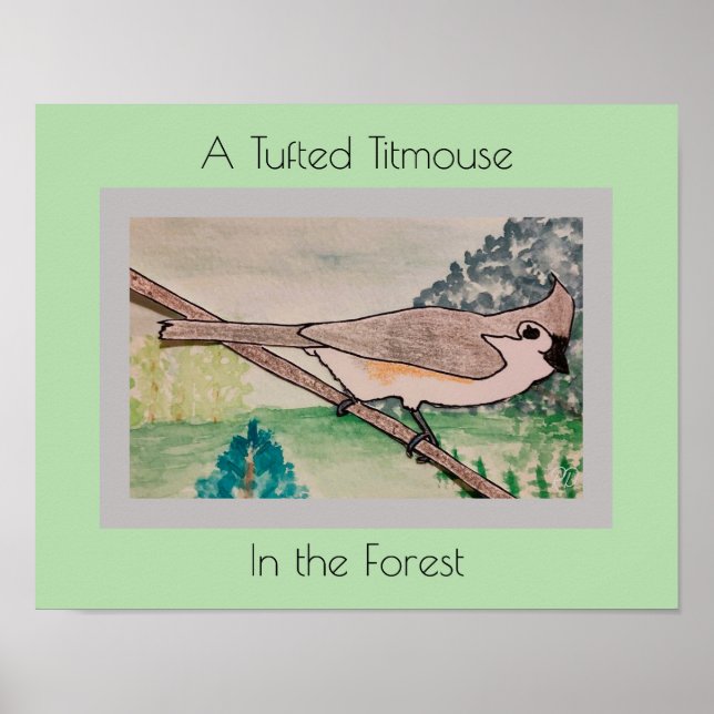 Póster Tumboso de Titmouse en el bosque (Frente)