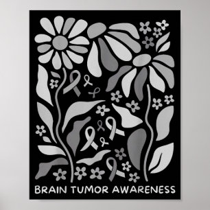 Póster Tumor cerebral conciencia usa gris en mayo fuerte