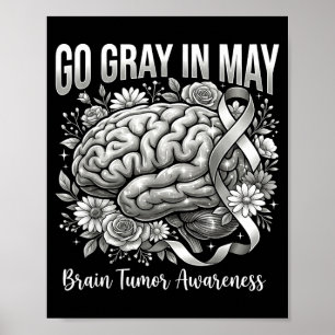 Póster Tumor cerebral conciencia viste gris en mayo fuert