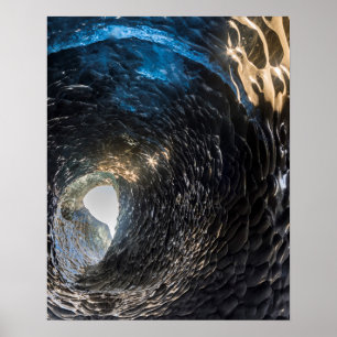 Póster Túnel a través de una cueva de hielo, islandia