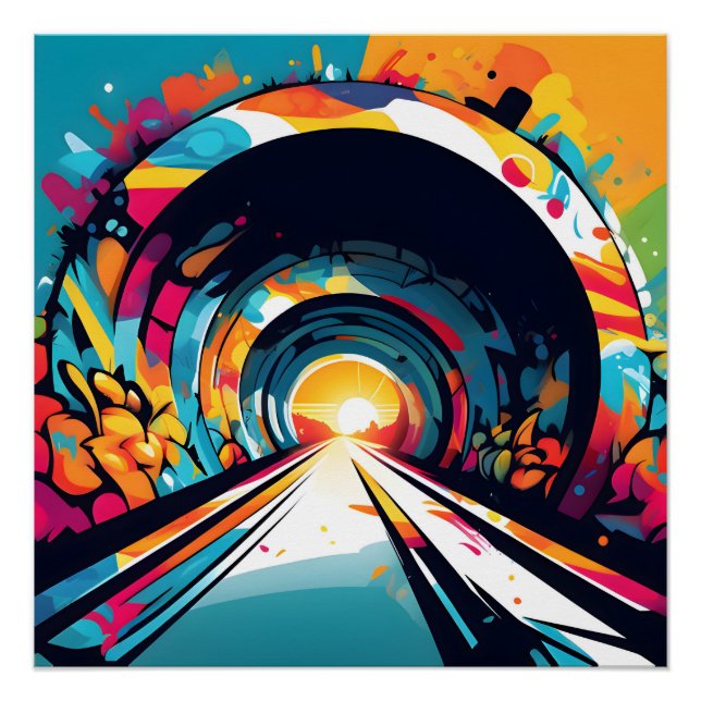 Póster Túnel con graffiti (Anverso)