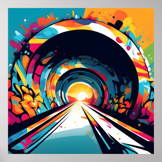 Póster Túnel con graffiti (Frente)