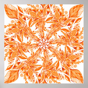 Póster Túnel de hojas de otoño huella de lienzo mandela