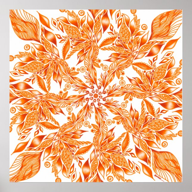 Póster Túnel de hojas de otoño huella de lienzo mandela (Frente)