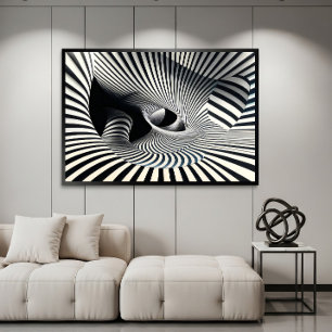 Póster Túnel de ilusión óptica en blanco y negro hipnótic