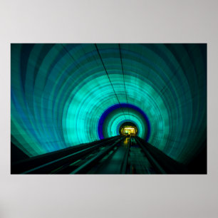 Póster Túnel ferroviario azul, Singapur