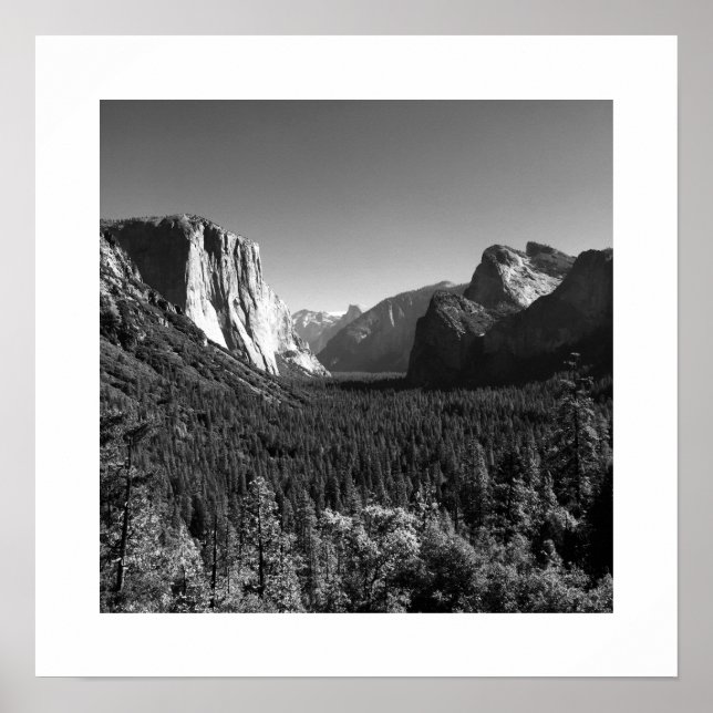Póster Túnel Ver Yosemite Valley Foto en blanco y negro (Frente)