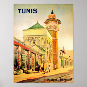 Póster Túnez, Túnez, Mezquita de Youssef Dey, centro de l