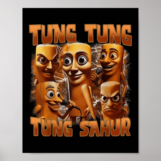Póster Tung Tung Tung Sahur Funny Italiano Brainrot Meme  (Frente)