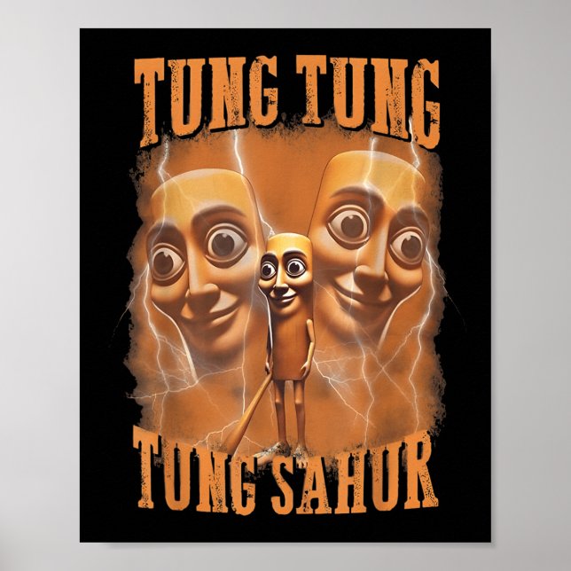 Póster Tung Tung Tung Sahur Gracioso Meme Brainrot Humor  (Frente)