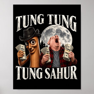 Póster Tung tung tung sahur john pork meme brainrot para