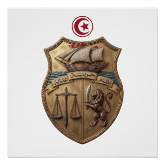 Póster Tunisia country coat arms symbol emblem flag