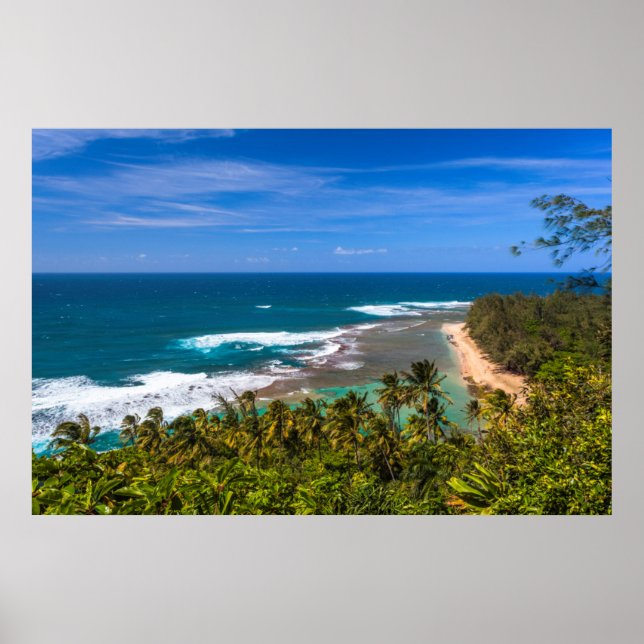 Póster Tunnels Beach as seen from the Kalalau Trail (Frente)