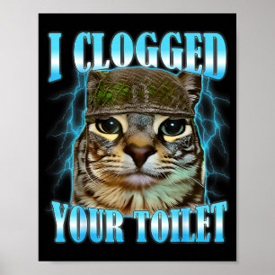 Póster Tupé tu inodoro gato divertido guerra meme brainro