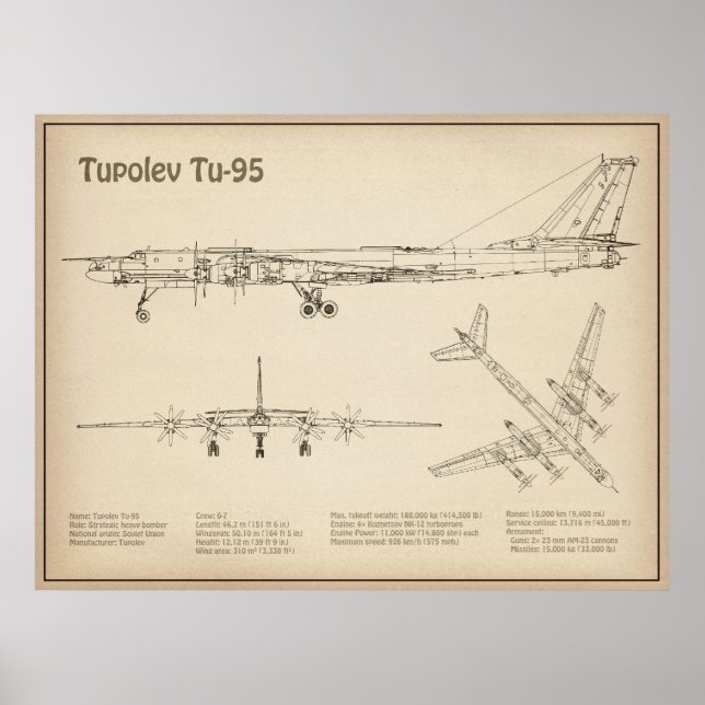 Póster Tupolev Tu-95 - Planes de Planes de Planes de Plan (Frente)