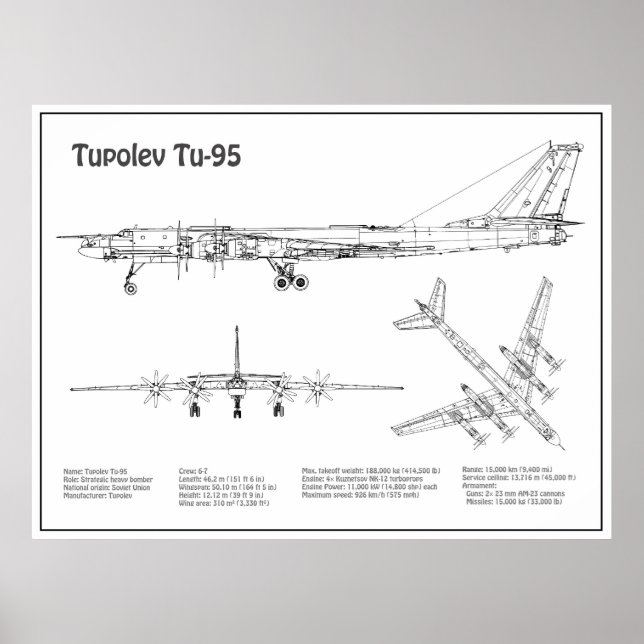 Póster Tupolev Tu-95 - Planes de Planes de Planes de Plan (Frente)