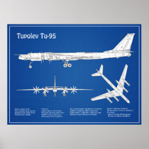 Póster Tupolev Tu-95 - Planes de Planes de Plano Azul de