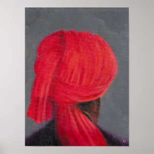 Póster Turbante rojo en el gris 2014